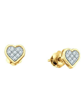 10K Yellow Gold Mediterranean Blue and Canary Yellow Diamond Princess Earrings 1/20 Ctw. 